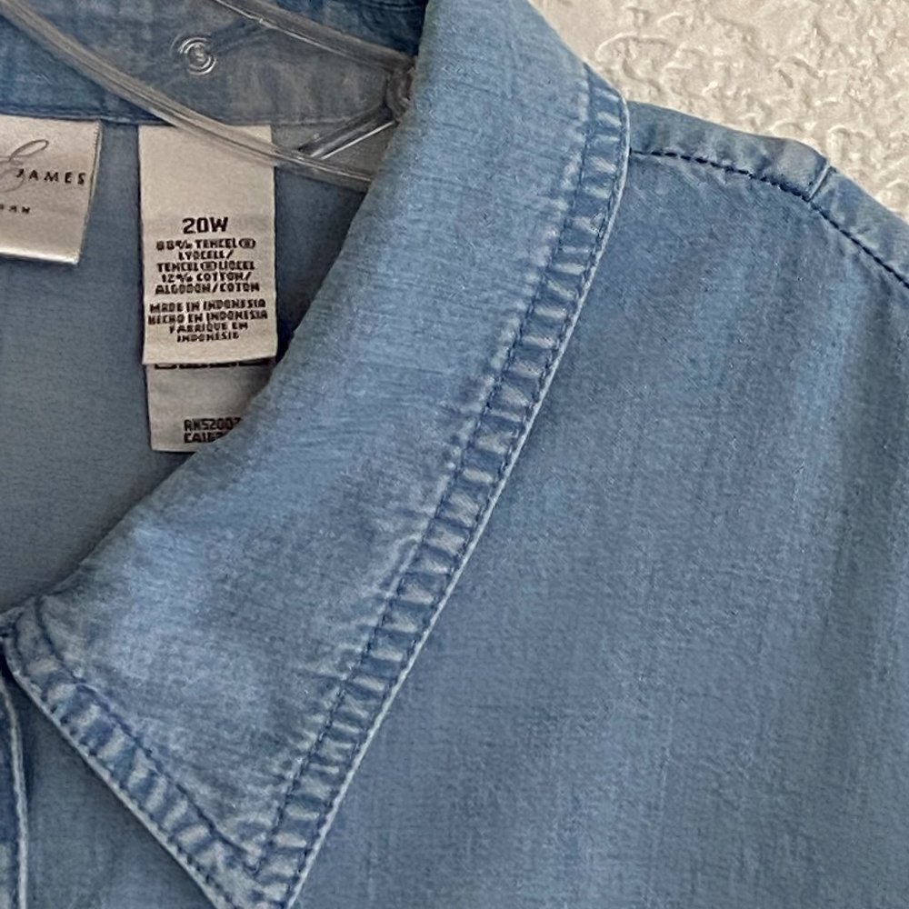 Vintage EMMA JAMES Chambray with Pleated Back - Picture 11 of 14